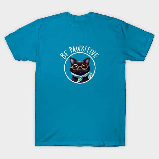 Stay Pawsitive Shirt, Be Pawsitive Shirt, Cat Positivity Shirt, Sarcastic Cat Shirt, cute paw t-shirt, Pawsitive Catitude, Funny Cat Lady Gift, Cat Mom Shirt Gift, Nerd Cat Shirt, Funny Nerdy Cat, Cute Nerd Cat Shirt, Cute Nerd Shirt, Cat Owner Gift Tee T-Shirt by GraviTeeGraphics